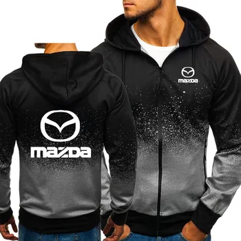  Блузи За Мъже Mazda Кола Лого Печат Ежедневното Хип Хоп Harajuku Наклон цвят С Качулка За Мъже на S Флисовые Блузи, Яке с Цип Човек Костюми