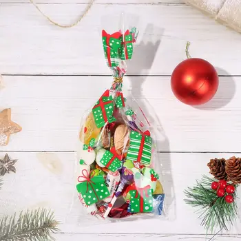  Човечето Дядо Коледа Снежен Камбанка Елха Коледни Подаръчни Пакети Опаковка За Печене Опаковка Бисквити, Бонбони Найлонова Торбичка