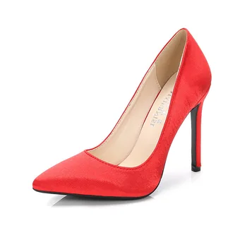  Обувки, Дамски обувки-лодка на висок ток, дамски обувки дамски обувки на ток, обувки за сватбени партита Женски пикантни червени обувки офис дамски обувки