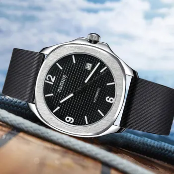  2019 Популярни Стилни Мъжки Автоматичен Часовник с функция за Автоматична датата, Квадратен корпус От Сапфир стъкло