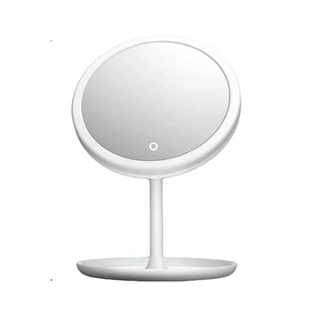  Led Грим Огледало С Осветление Лампа За Съхранение на Десктоп Въртящо се Огледало С Регулируем Затъмняване USB Тоалетен Огледало