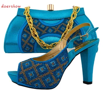  Модерен италиански обувки Doershow с подходящи торби за парти, висококачествени обувки и набор от чанти за сватба (размер: 38 или 43) PUW1-41