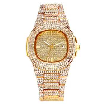  Ретро ръчни часовници за жени със стилен ежедневния календар на златния кристал дамски часовници подарък дамски часовник