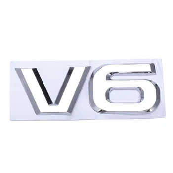  2X Сребрист Метален V6, Стикер, Автомобилна Икона/Емблема
