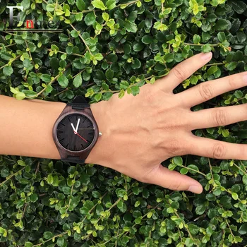  2020 фестивал Подарък за Деня На Паметта Enmex тъмен цвят зебра дървени ръчен часовник произведение на изкуството, ръчно изработени от естествено дърво кварцов часовник